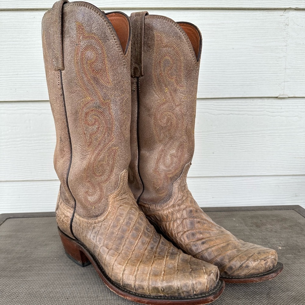 Lucchese custom stonewash alligator skin boots